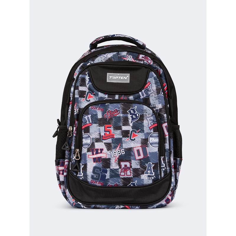 Topten Accessories The Ultimate Alphabet School Backpack Unisex Back To School Bag Black/Red