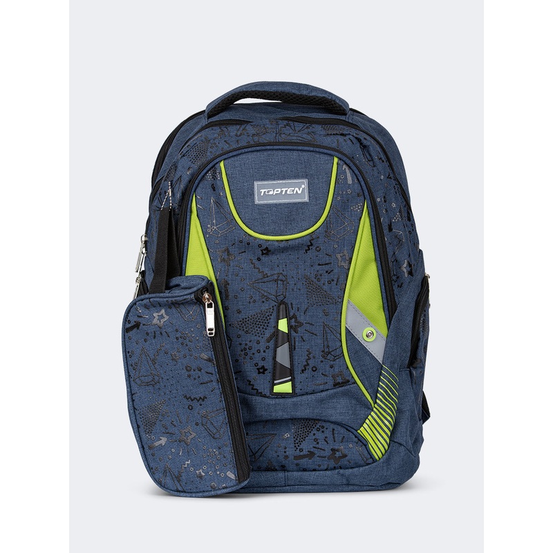 Topten Accessories The Ultimate School Backpack Unisex Back To School Bag Blue/Lime