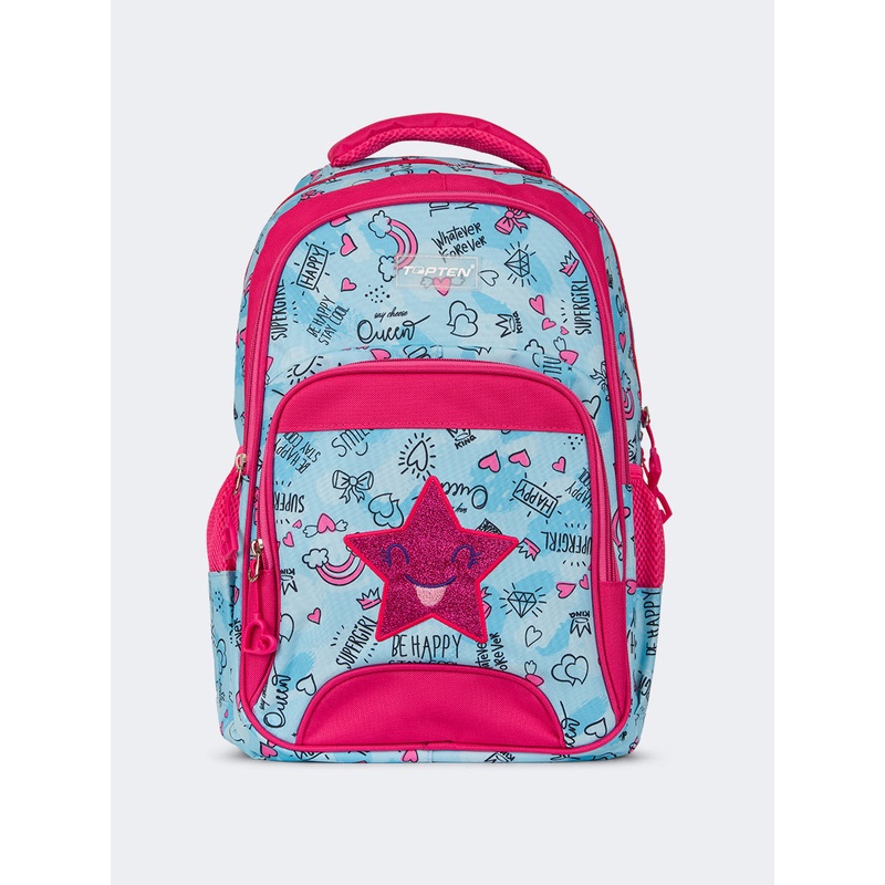 Topten Accessories The Ultimate Sky And Stars School Backpack Unisex Back To School Bag Blue/Pink