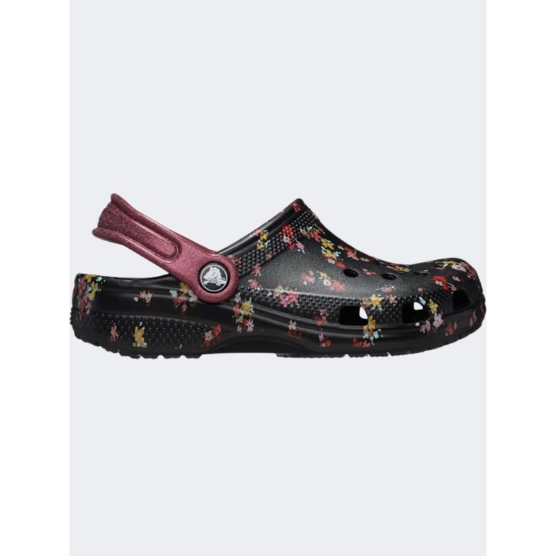 Crocs Classic Ditsy Floral Clog Kids-Unisex Lifestyle Slippers Black/Multi
