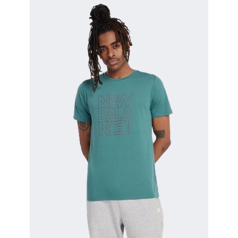 New Balance Essential Heathertech Graphic Men Performanc T-Shirt New Spruce