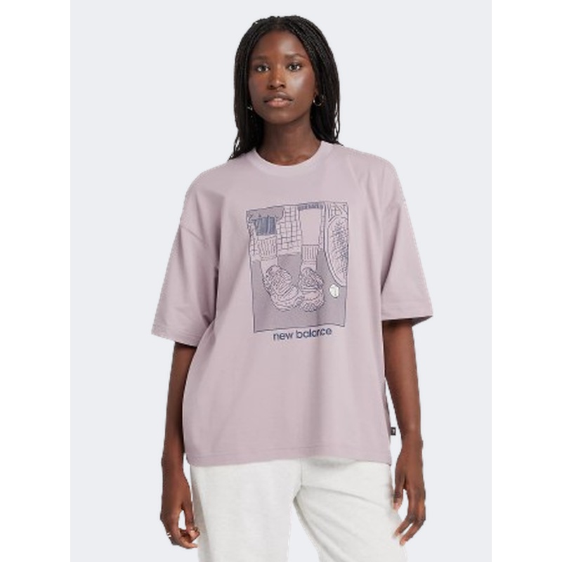 New Balance Oversized Tennis Women Lifestyle T-Shirt Ice Wine