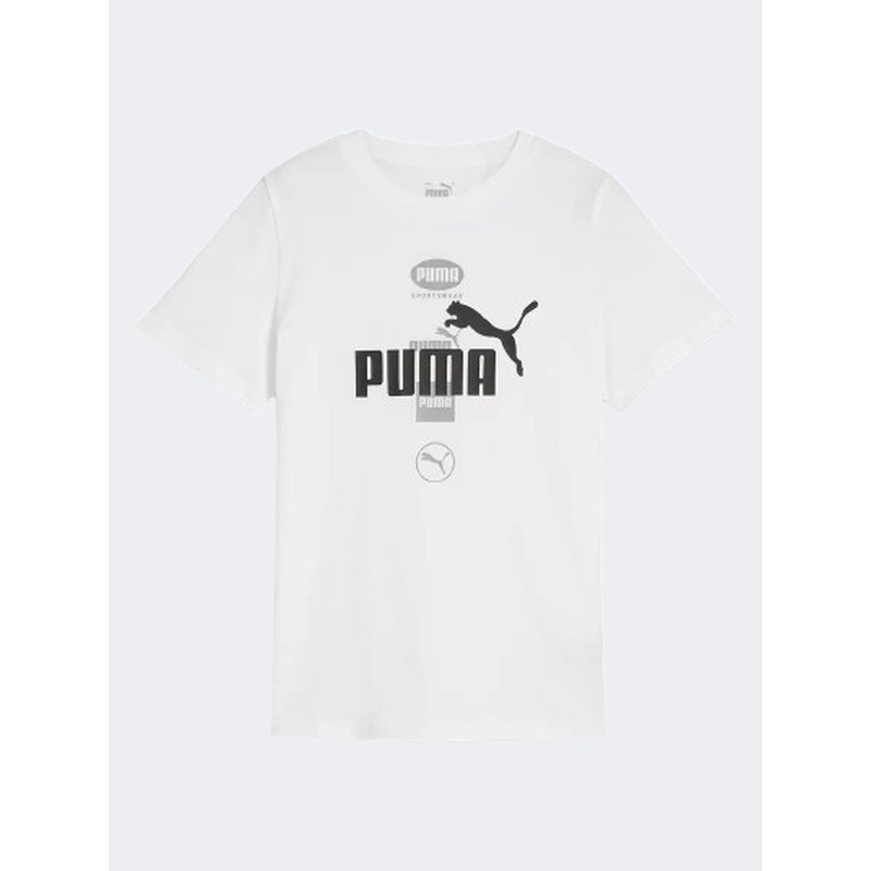 Puma Power Graphic Boys Training T-Shirt White