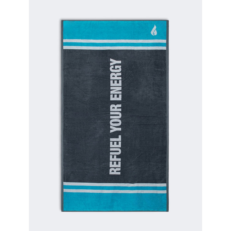 Oil And Gaz Cotton Unisex Beach Towel Grey/Blue