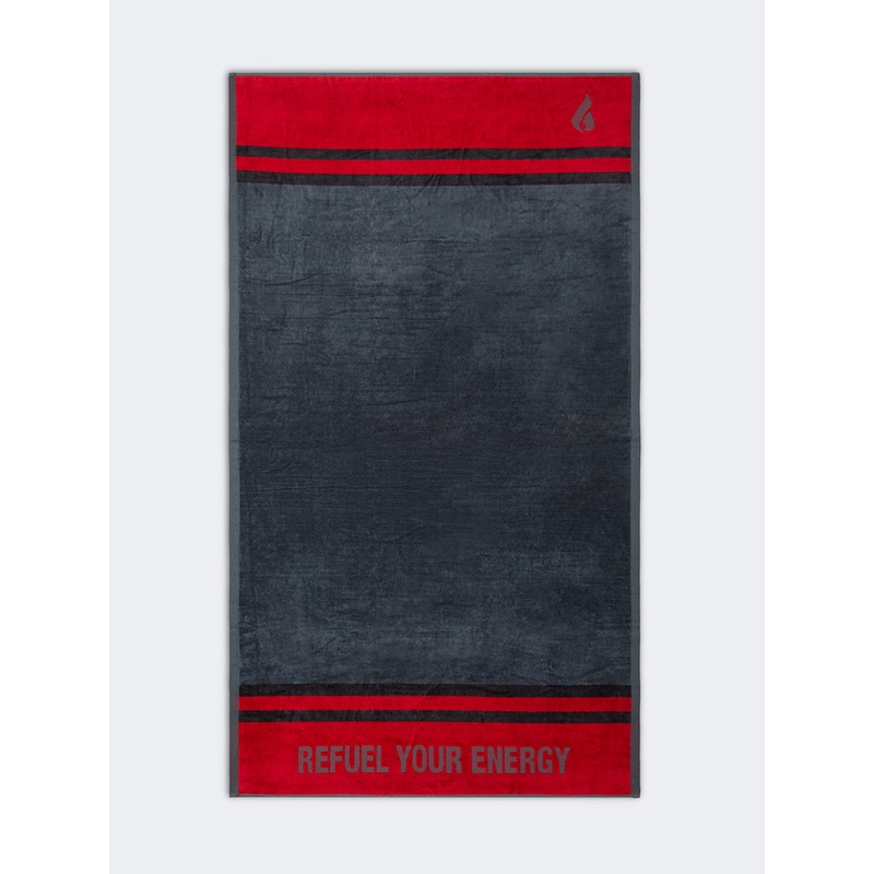 Oil And Gaz Cotton Unisex Beach Towel Grey/Burgundy