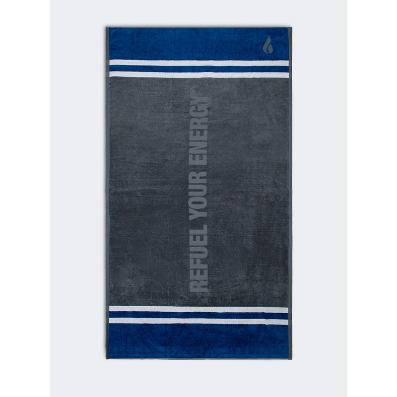Oil And Gaz Cotton Unisex Beach Towel Grey/Navy/White
