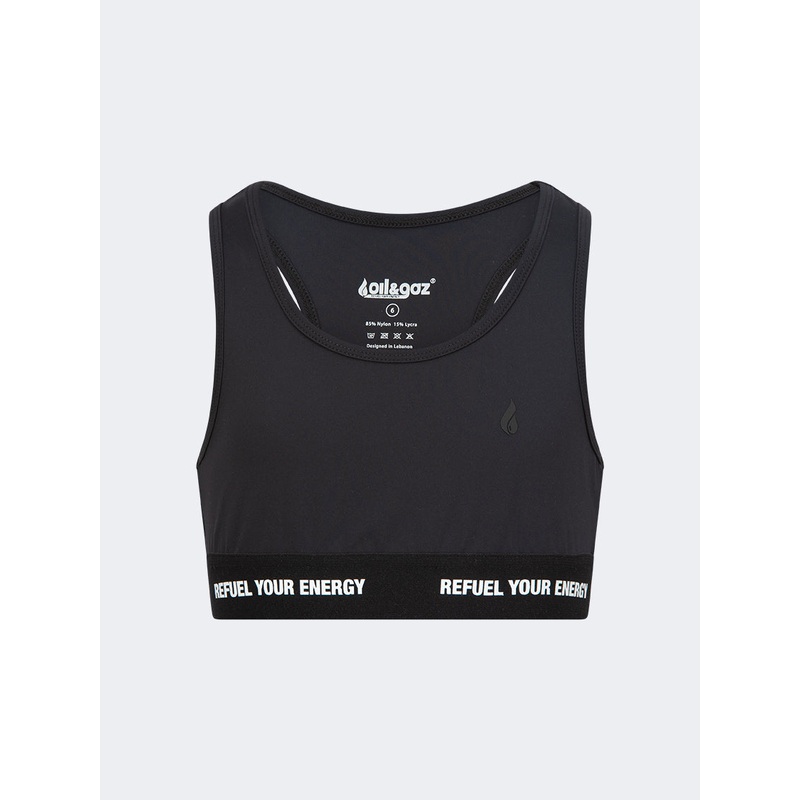 Oil And Gaz Light Support Kids-Girls Lifestyle Bra Black