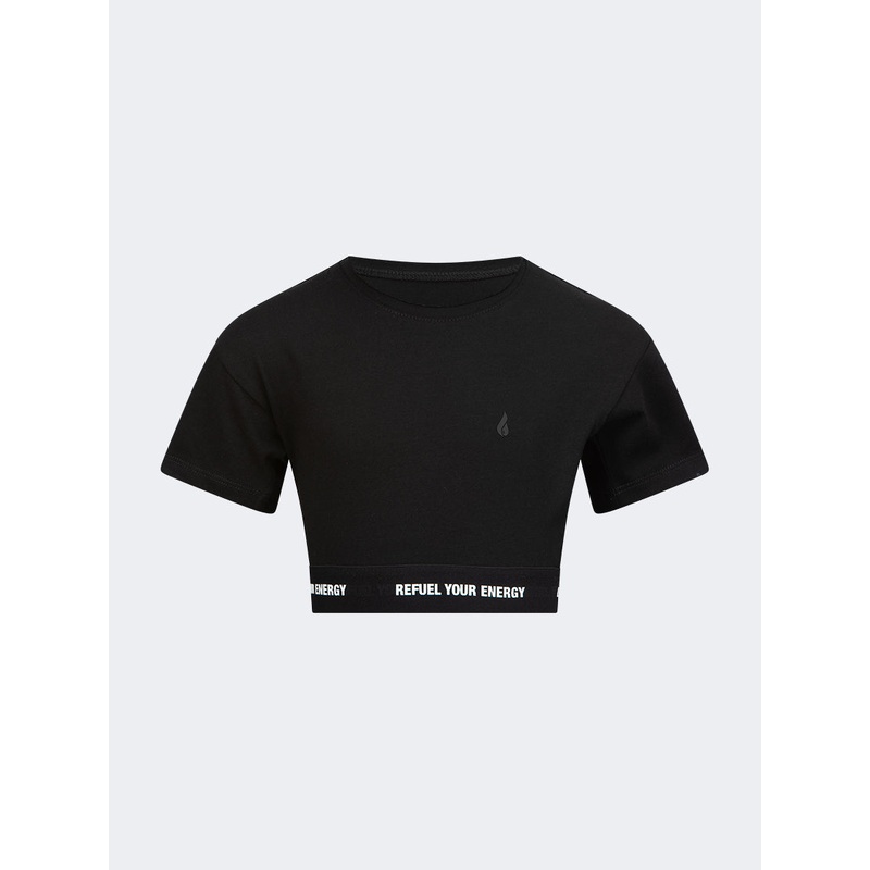 Oil And Gaz Plain Kids-Girls Lifestyle T-Shirt Black