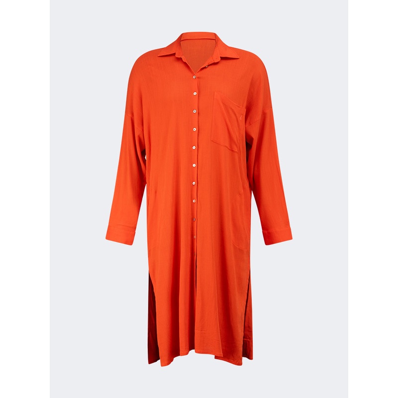 Oil And Gaz Plain Women Lifestyle Dress Tangerine Tango