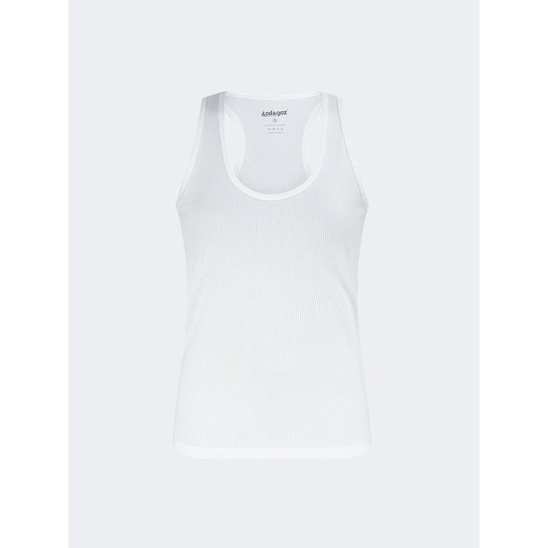 Oil And Gaz Ribbed Women Training Tank White