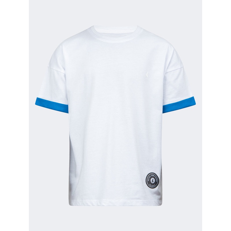 Oil And Gaz Round Neck Kids-Boys Lifestyle T-Shirt White/Blue