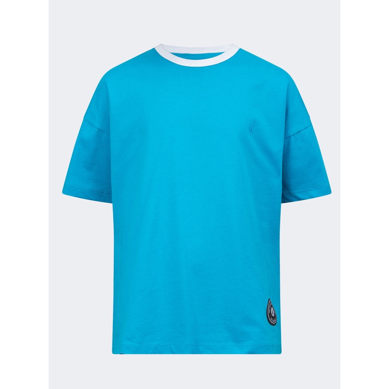 Oil And Gaz Round Neck Kids-Girls Lifestyle T-Shirt Blue/White