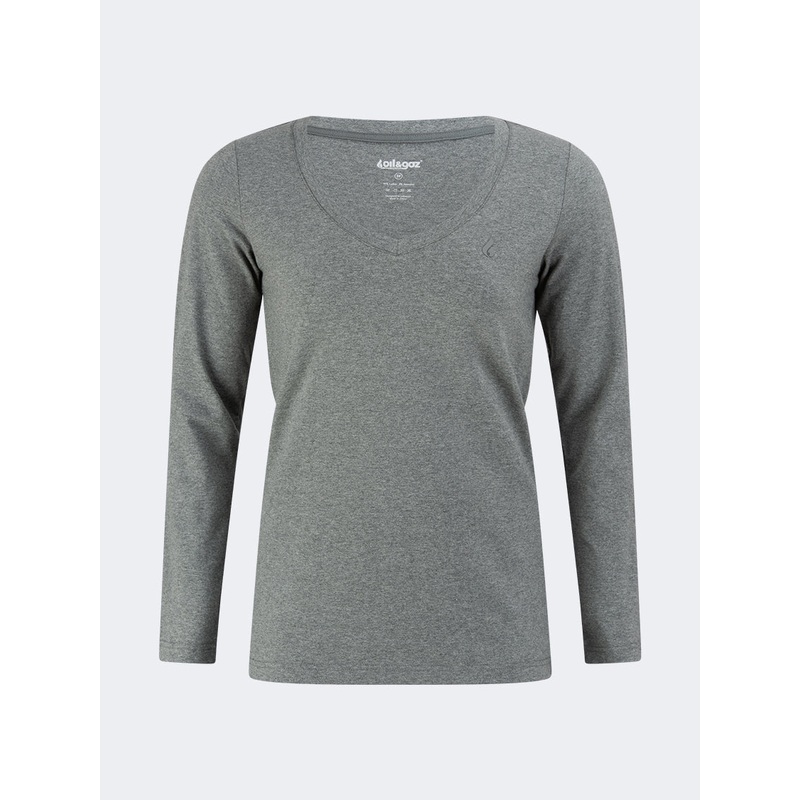Oil And Gaz Round Neck Women Lifestyle Long Sleeve Heather Grey