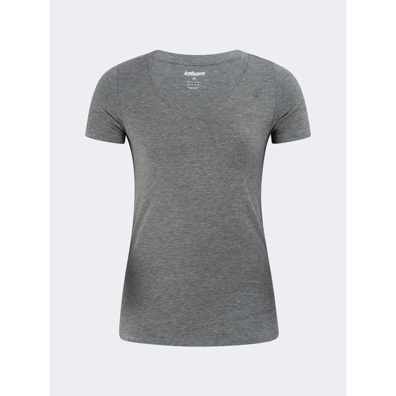 Oil And Gaz V Neck Women Lifestyle T-Shirt Heather Grey