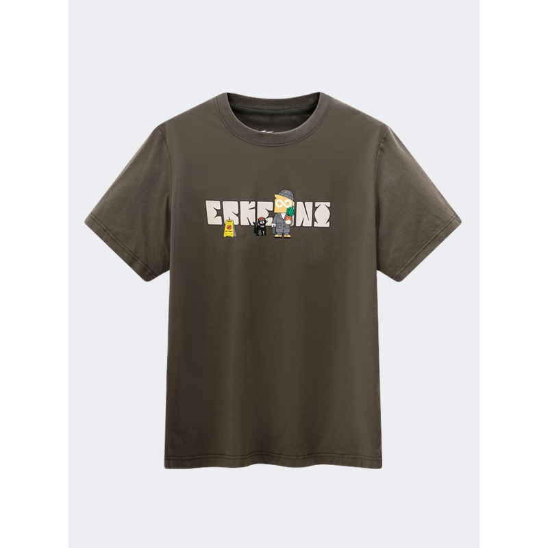 Erke Crew Men Lifestyle T-Shirt Dark Brown