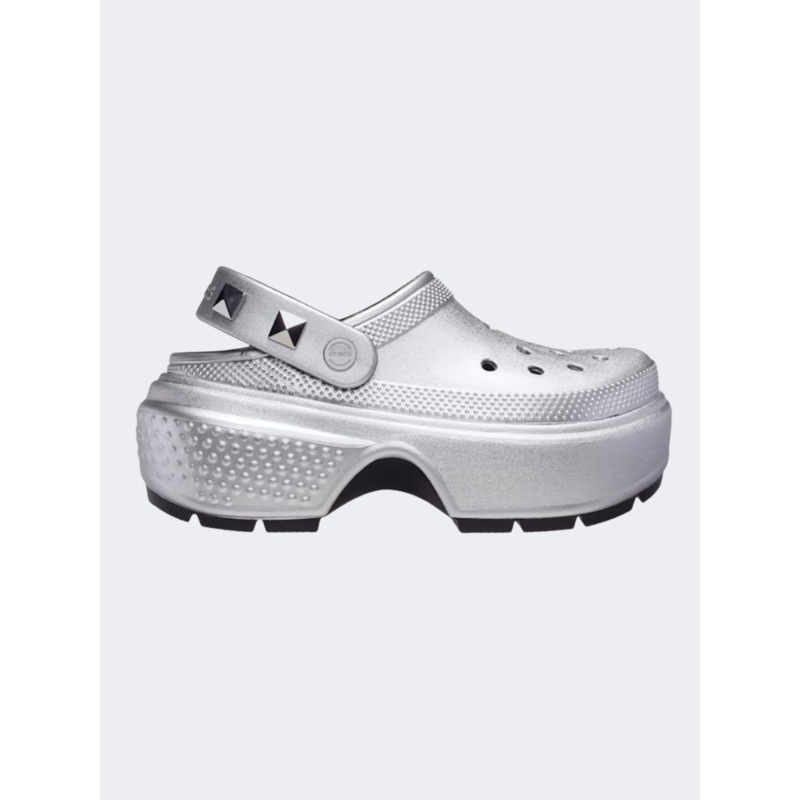 Crocs Stomp Metallic Clog Unisex Lifestyle Slippers Silver