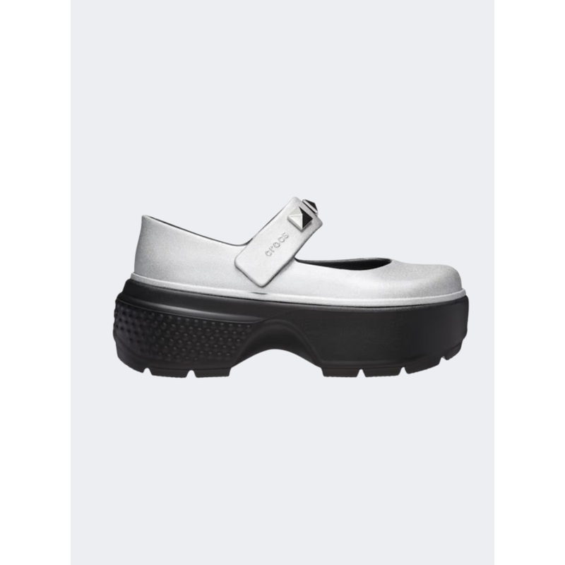 Crocs Stomp Metallic Mary Jane Unisex Lifestyle Slippers Silver/Black