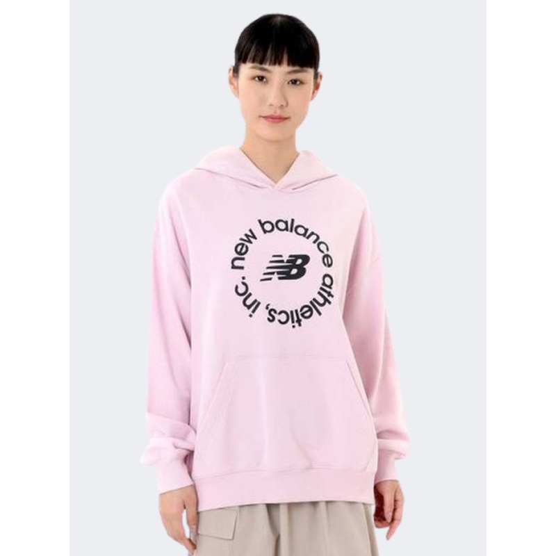 New Balance Sport French Terry Graphic Women Lifestyle Hoody Mid Century Pink