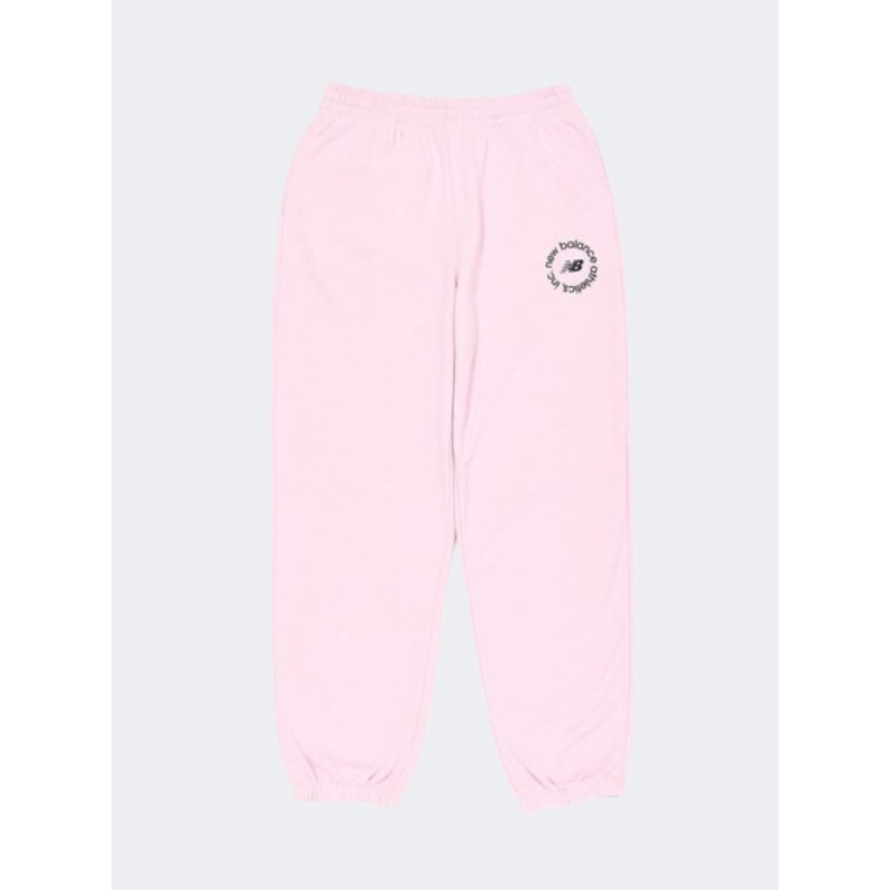 New Balance Sport French Terry Graphic Women Lifestyle Pant Mid Century Pink
