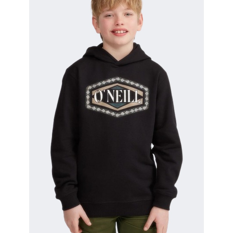 Oneill Front Print Boys Lifestyle Hoody Black Out/Brown