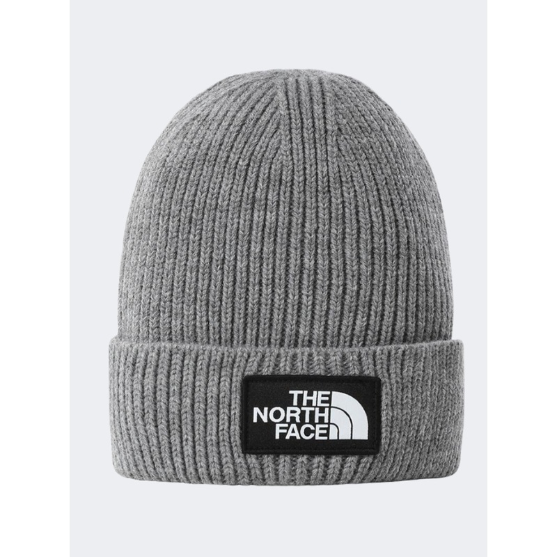 The North Face Logo Box Cuffed Unisex Lifestyle Beanie Grey Heather