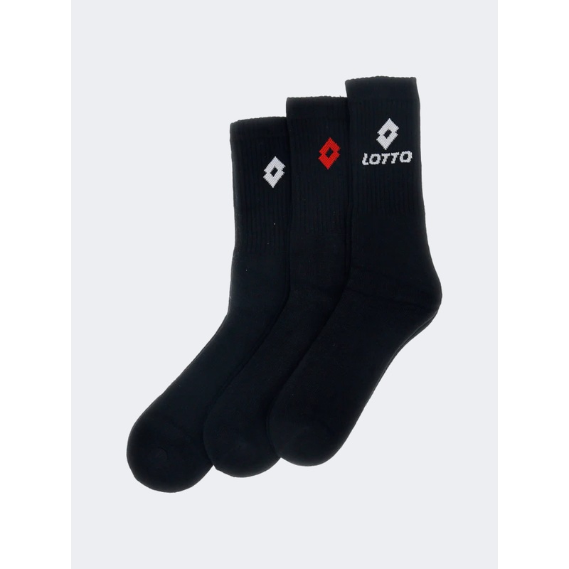 Lotto Sport Brilliant Crew 3 Pack Unisex Lifestyle Sock Black