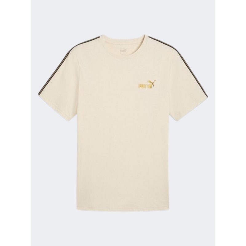 Puma Essential Tape Minimal Men Lifestyle T-Shirt Alpine Snow/Gold