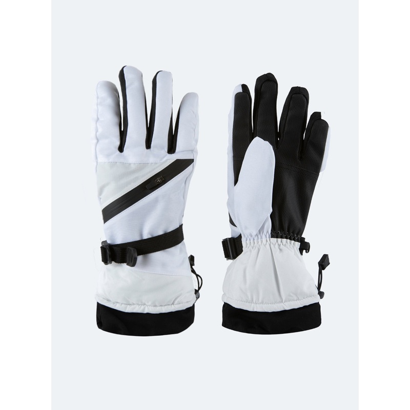 Oil And Gaz Durable Women Skiing Gloves Black/White