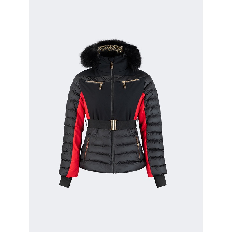 Oil And Gaz Comfortable Women Skiing Jacket Black/Red/Gold