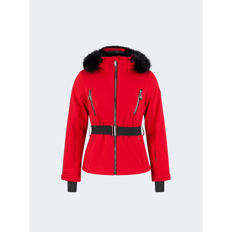 Oil And Gaz Comfortable Women Skiing Jacket Red/Black/Gun