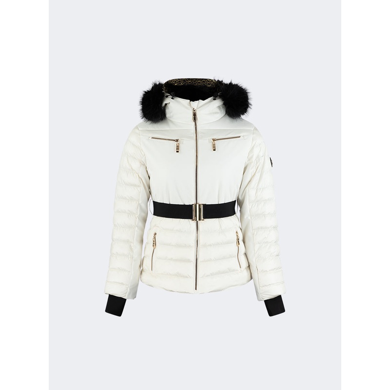 Oil And Gaz Comfortable Women Skiing Jacket White/Gold