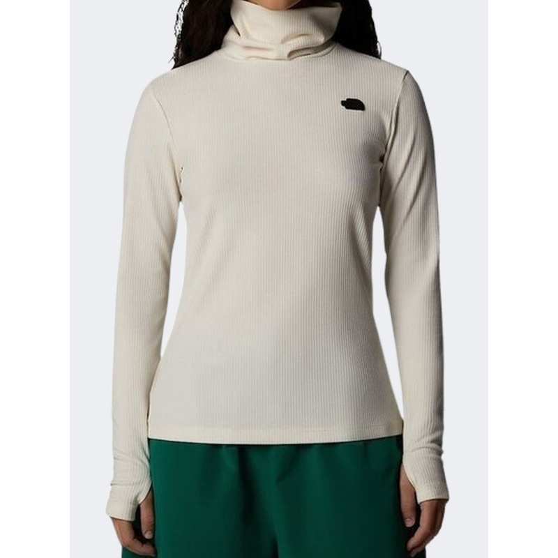 The North Face Turtle Neck Slim Women Lifestyle Long Sleeve White Dune