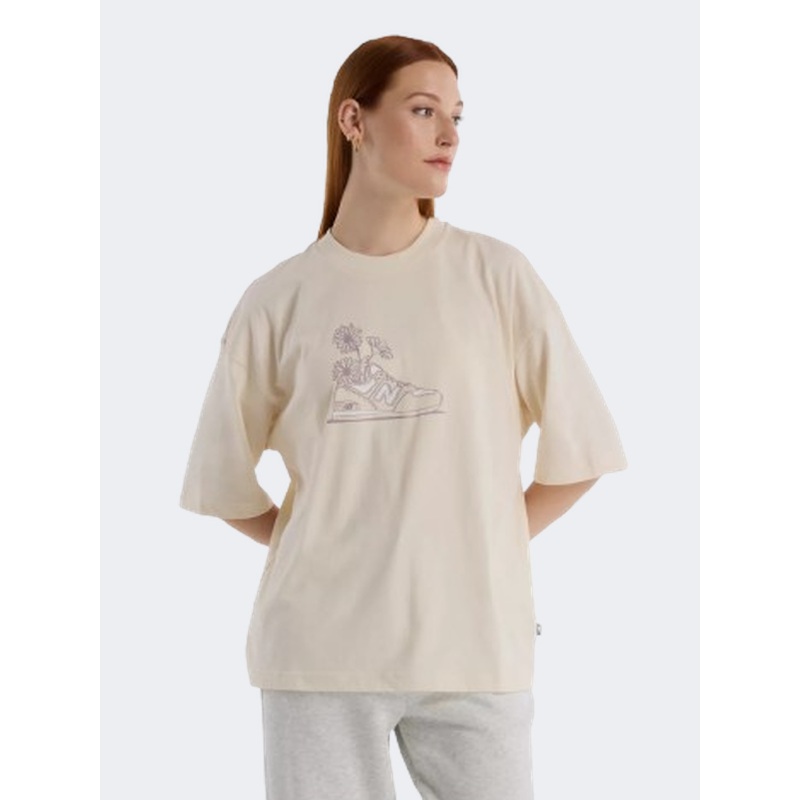 New Balance Oversized Flower Women Lifestyle T-Shirt Linen