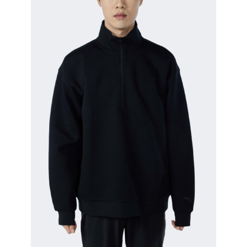 Anta Knit Coffee Yarn Men Training Long Sleeve Black