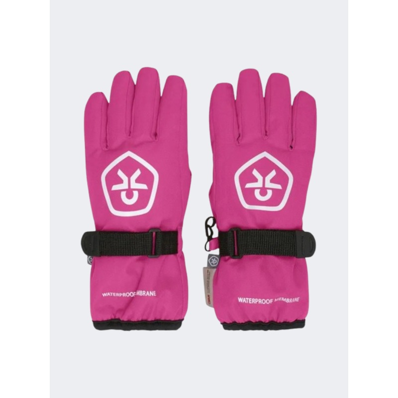 Color Kids Waterproof Dropliner Skiing Gloves Pink Glo