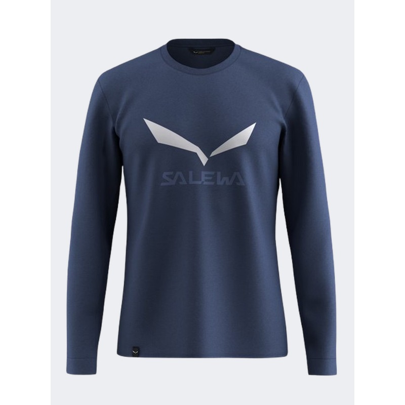 Salewa Solidlogo Dry Men Hiking Long Sleeve Blue Dark Denim
