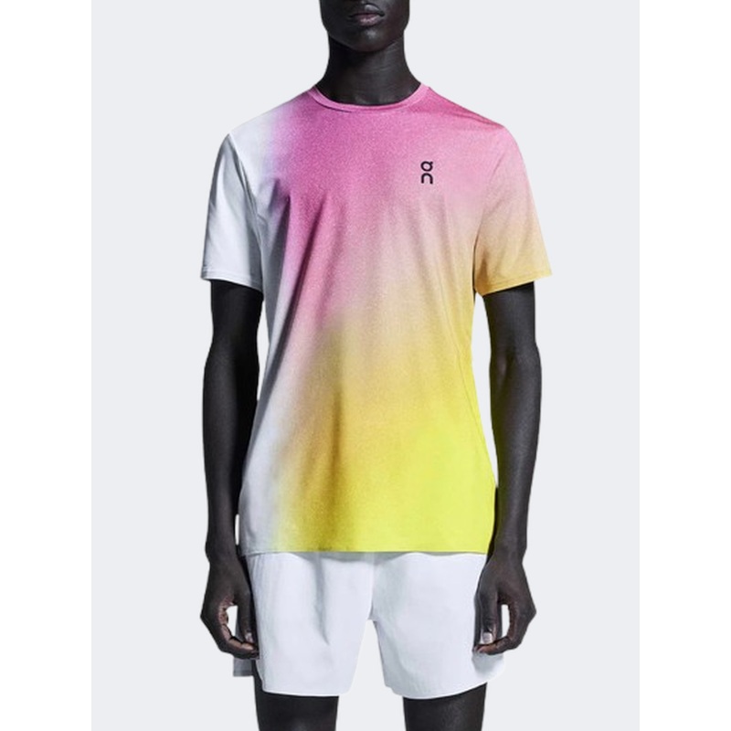On Court Men Tennis T-Shirt White/Lime