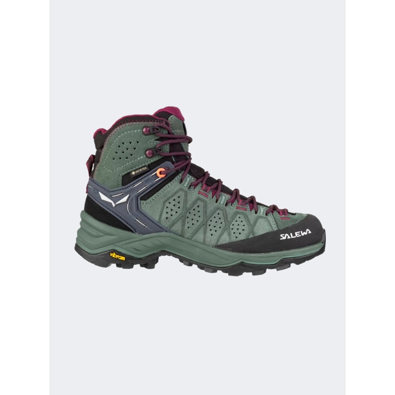 Salewa Alp Trainer 2 Mid Goretex Women Hiking Boots Green Duck/Rhododen