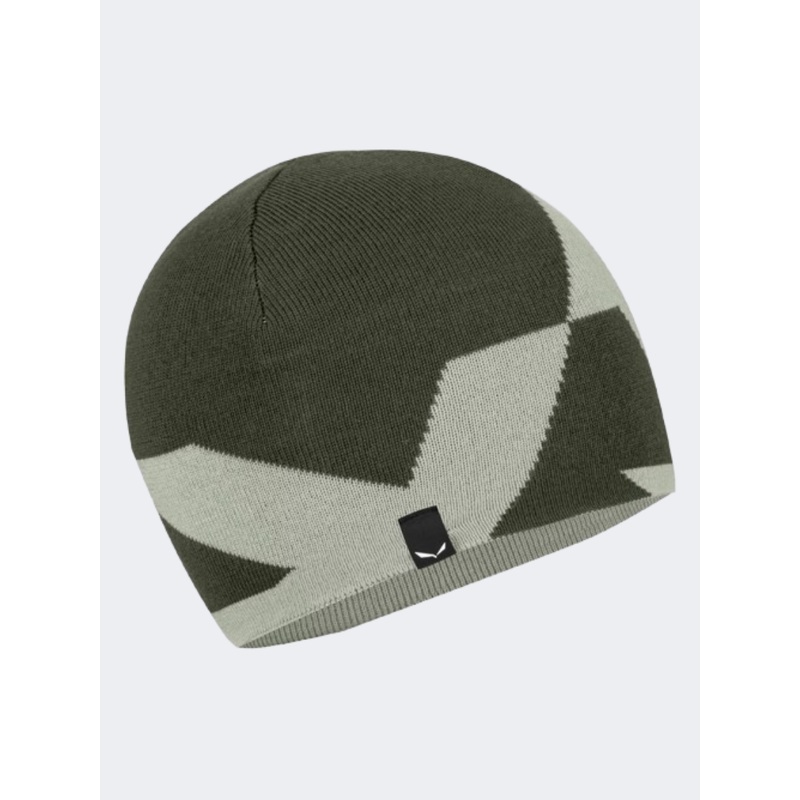 Salewa Pure Reversible Merino Unisex Hiking Beanie Green Dark Olive