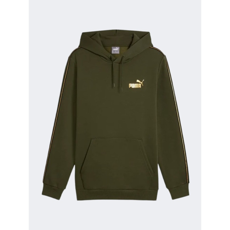 Puma Essential Tape Minimal Gold Men Lifestyle Hoody Dark Olive