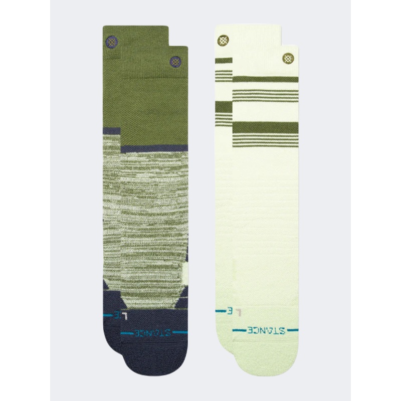 Stance Backside Mid Poly Snow 2 Pk Unisex Skiing Sock Green
