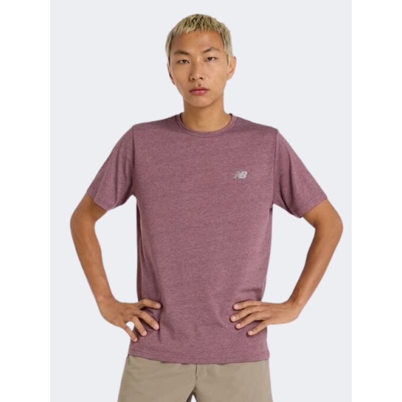 New Balance Sport Essentials Heathertech Men Performance T-Shirt Faded Plum Heather