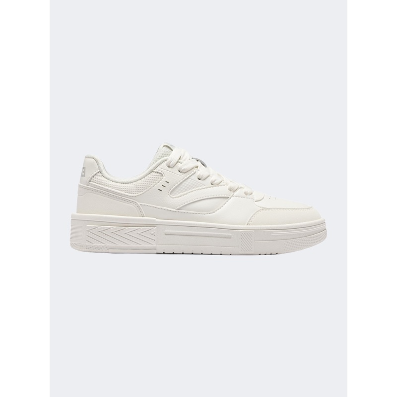Erke Skateboard Women Lifestyle Sneakers Light White