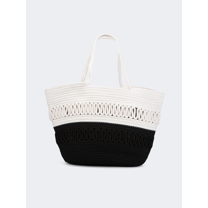 Oil And Gaz Stylish Women Beach Bag Black/White