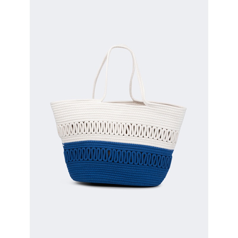 Oil And Gaz Stylish Women Beach Bag Blue/White