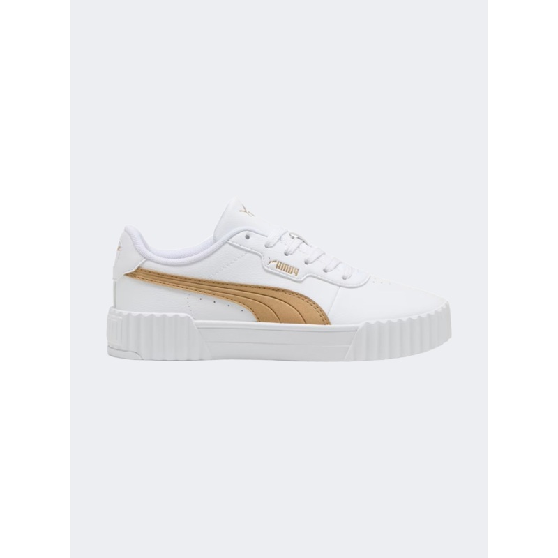 Puma Carina 3 Aqua Metallics Women Lifestyle Sneakers White/Sand/Gold