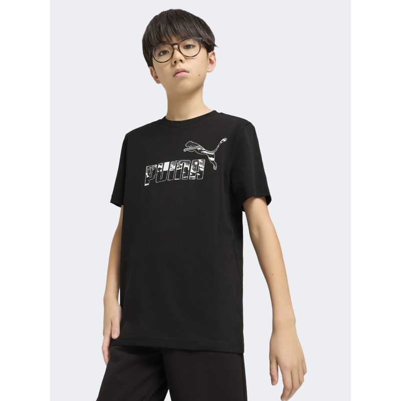 Puma Essentials Camo Boys Lifestyle T-Shirt Black