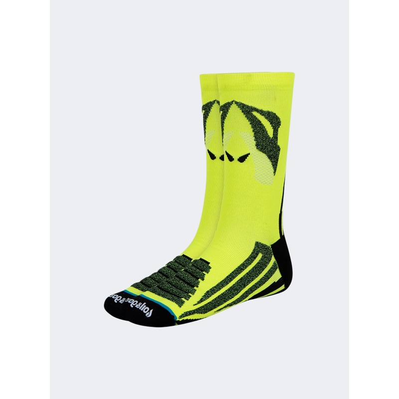 Oil And Gaz Comfortable Unisex Basketball Crew Socks Neon Yellow/Black