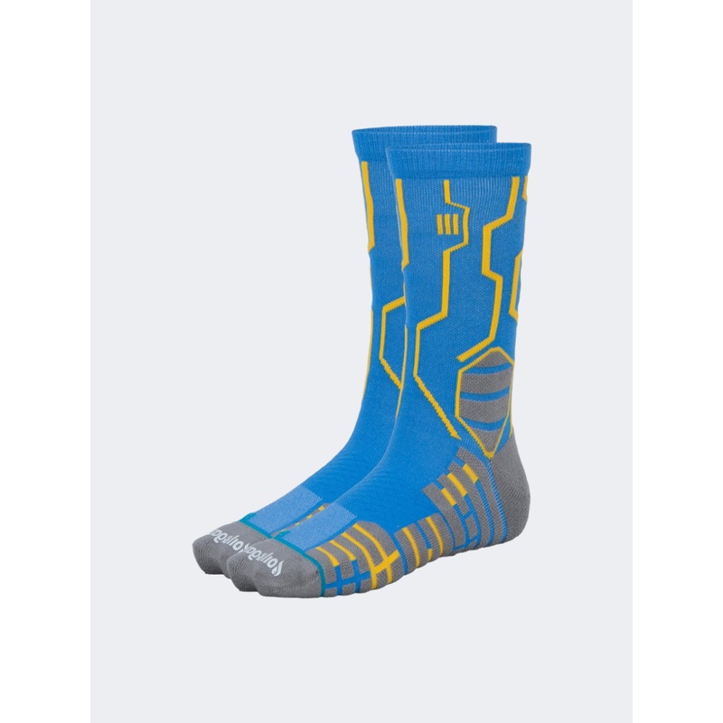 Oil And Gaz Comfortable Unisex Basketball Crew Socks Royal Blue/Grey