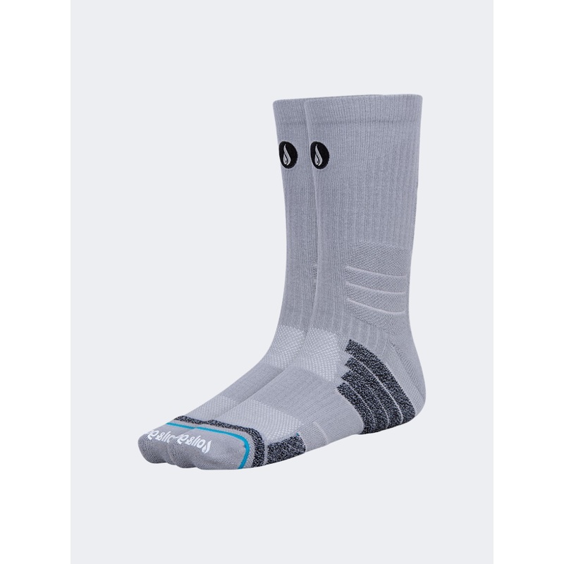 Oil And Gaz Comfortable Unisex Hiking Crew Socks Light Grey/Black